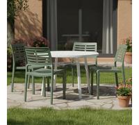 Dmora Sedia da Esterno Molfetta Verde 4 Sedie Impilabile, Peso Supportato 120 kg Made in Italy