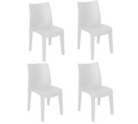 Dmora - Sedia da esterno Ravenna, Sedute da giardino, Sedia per tavolo da pranzo, Poltrona outdoor effetto rattan, 100% Made in Italy, 55x48h86 cm, Bianco