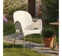 Dmora Sedia da Esterno Savocan Beige una Sedia Impilabile, Braccioli Made in Italy