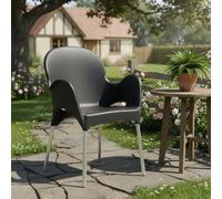 Dmora Sedia da Esterno Savocan Nero Antracite Una Sedia Impilabile, Braccioli Made in Italy