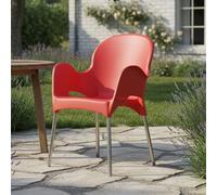 Dmora Sedia da Esterno Savocan Rosso Una Sedia Impilabile, Braccioli Made in Italy