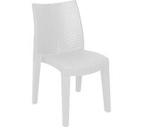 Dmora - Sedia da esterno Trieste, Seduta da giardino, Sedia per tavolo da pranzo, Poltrona outdoor effetto rattan, 100% Made in Italy, 48x55h86 cm, Bianco