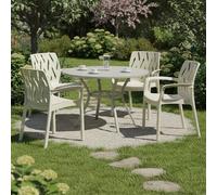 Dmora Sedia da Esterno Villalago Bianco 4 Sedie Impilabile, Braccioli Made in Italy