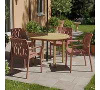 Dmora Sedia da Esterno Villalago Marrone Terracotta 4 Sedie Impilabile, Braccioli Made in Italy