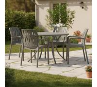 Dmora Sedia da Esterno Villalago Verde 4 Sedie Impilabile, Braccioli Made in Italy