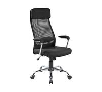 Dmora - Sedia da ufficio Adelaide, Poltrona direzionale con braccioli, Sedia ergonomica da ufficio, Cm 65x65h114/125, Nero