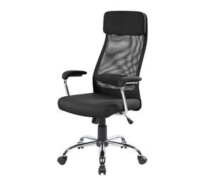 Dmora - Sedia da ufficio Adelaide, Poltrona direzionale con braccioli, Sedia ergonomica da ufficio, Cm 65x65h114/125, Nero