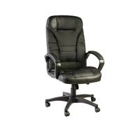 Dmora Sedia con Ruote Luciana Nero Regolabile 5 Ruote, Poltrona da Ufficio Imbottito