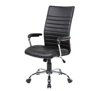 Dmora - Sedia da Ufficio Geelong, Poltrona presidenziale con braccioli, Sedia ergonomica da Ufficio, Cm 63x65h108/118, Nero