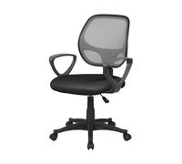 Dmora - Sedia da Ufficio Geraldton, Poltrona operativa a Rete con braccioli, Seduta ergonomica da Ufficio, Cm 56x57h88/100, Nero e Grigio