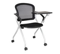 Dmora - Sedia da ufficio Kalgoorlie, Sedia sala da attesa con bracciolo e tavoletta, Seduta ergonomica da attesa, Cm 61x49h84, Nero