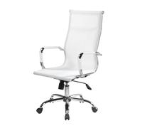 Dmora - Sedia da Ufficio Kanaka, Poltrona direzionale con braccioli, Sedia ergonomica da Ufficio, Bianco, Cm 63x54h106/116