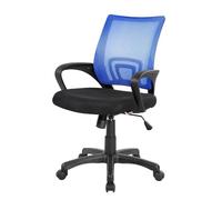 Dmora - Sedia da Ufficio Lismore, Sedia operativa a Rete con braccioli, Seduta ergonomica da Ufficio, Cm 59x54h90/100, Nero e Blu