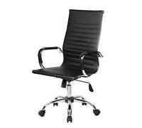 Dmora - Sedia da Ufficio Milton, Poltrona direzionale con braccioli, Sedia ergonomica da Ufficio, Nero, Cm 63x54h106/116