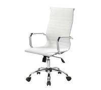 Dmora - Sedia da Ufficio Omarama, Poltrona direzionale con braccioli, Sedia ergonomica da Ufficio, Bianco, Cm 63x54h106/116