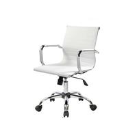 Dmora - Sedia da Ufficio Omarama, Poltrona direzionale con braccioli, Sedia ergonomica da Ufficio, Bianco, Cm 62x54h92/102