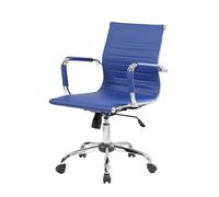 Dmora - Sedia da Ufficio Picton, Poltrona direzionale con braccioli, Sedia ergonomica da Ufficio, Blu, Cm 62x54h92/102