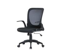Dmora - Sedia da Ufficio Wellington, Poltrona direzionale a Rete con braccioli, Seduta ergonomica con braccioli Pieghevoli, Cm 60x59h86/96, Nero