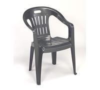 Dmora Sedia impilabile Schienale Basso con braccioli, Made in Italy, 56 x 55 x 78 cm, Color Antracite