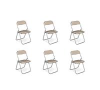 Dmora Pieghevoli Imbottite, Set di 6 Salvaspazio, Sedie Metallo e PVC, Poltroncine Richiudibili (Beige), Unica