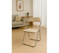 Dmora - Sedia pieghevole Marbella, salvaspazio, per ospiti, Seduta per riunioni in simil ecopelle, 43x47h80 cm, Beige