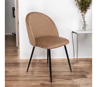 Dmora - Sedia Stinson, Poltrona rivestita in velluto, Sedia da pranzo imbottita, Seduta per riunioni, 51x54h82 cm, Beige