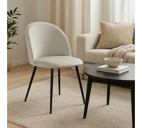 Dmora - Sedia Stinson, Poltrona rivestita in velluto, Sedia da pranzo imbottita, Seduta per riunioni, 51x54h82 cm, Bianco