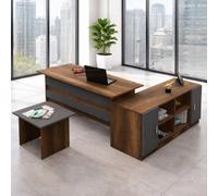 Dmora set da Ufficio Borrelly Marrone Noce Modulabile 3 Ripiani, 3 Cassetti