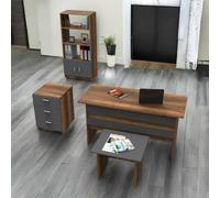 Dmora Set da Ufficio Bosona, Composizione da Studio, Kit Ufficio, Set scrivania e cassettiera, Noce e Antracite