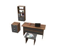 Dmora set da Ufficio Bosona Marrone Noce Modulabile 5 Ripiani, 3 Cassetti
