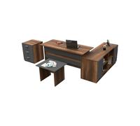 Dmora set da Ufficio Caroli Marrone Noce Modulabile 6 Ripiani, 3 Cassetti