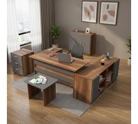 Dmora set da Ufficio Delta Marrone Noce Modulabile 2 Ripiani, 3 Cassetti