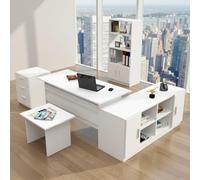 Dmora set da Ufficio Styx Bianco 4 Ripiani 3 Cassetti, Modulabile