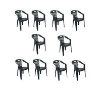 Dmora - Set di 10 sedie da esterno Bisceglie, Seduta da giardino, Per indoor o outdoor, Con braccioli e impilabile, Made in Italy, 56x55 h78 cm, Verde