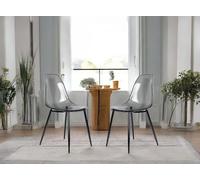 Dmora - Set di 2 sedie Agate, Poltrona in Pet, Sedia da Pranzo ergonomica, Seduta per riunioni, 53x46h81 cm, fumé