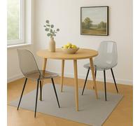 Dmora - Set di 2 sedie Agate, Poltrona in Pet, Sedia da Pranzo ergonomica, Seduta per riunioni, 53x46h81 cm, fumé