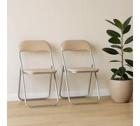 Dmora - Set di 2 sedie pieghevoli Marbella, Poltrona salvaspazio, Sedia per ospiti, Seduta per riunioni in simil ecopelle, 43x47h80 cm, Beige