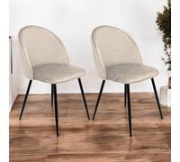 Dmora - Set di 2 sedie Stinson, Poltrona rivestita in velluto, Sedia da pranzo imbottita, Seduta per riunioni, 51x54h82 cm, Grigio chiaro