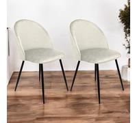 Dmora - Set di 2 sedie Stinson, Poltrona rivestita in velluto, Sedia da pranzo imbottita, Seduta per riunioni, 51x54h82 cm, Bianco