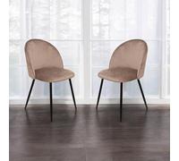 Dmora - Set di 2 sedie Stinson, Poltrona rivestita in velluto, Sedia da pranzo imbottita, Seduta per riunioni, 51x54h82 cm, Grigio tortora