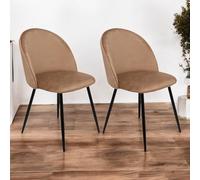 Dmora - Set di 2 sedie Stinson, Poltrona rivestita in velluto, Sedia da pranzo imbottita, Seduta per riunioni, 51x54h82 cm, Beige