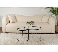 Dmora - Set di 2 tavolini da salotto Abbadesse, Tavolo basso da caffè, Portariviste per divano, Ripiano da soggiorno, 60x60 h43 cm, Nero e Trasparente