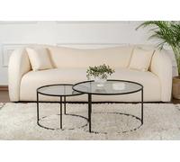 Dmora - Set di 2 tavolini da salotto Ragalna, Tavolo basso da caffè, Portariviste per divano, Ripiano da soggiorno, 80x80 h43 cm, Nero e Grigio