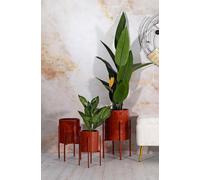 Dmora Set di 3 portavasi Buller, Complemento d'arredo, Articolo Decorativo, Accessorio d'arredo, 36x36 h57 cm, Rosso