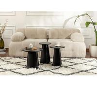 Dmora - Set di 3 tavolini da salotto Rocchero, Tavolo basso da caffè, Portariviste per divano, Ripiano da soggiorno, 43x43 h48 cm, Nero