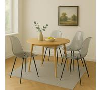 Dmora - Set di 4 sedie Agate, Poltrona in Pet, Sedia da Pranzo ergonomica, Seduta per riunioni, 53x46h81 cm, fumé