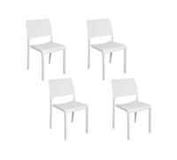 Dmora - Set di 4 sedie da Esterno Ancona, Seduta da Giardino, per Indoor o Outdoor, Impilabile, Made in Italy, 47x53 h82 cm, Bianco