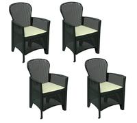 Dmora - Set di 4 sedie da Esterno Como, Seduta da Giardino, per Indoor o Outdoor, con braccioli, Made in Italy, 59x57 h86 cm, Antracite