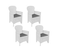 Dmora - Set di 4 sedie da Esterno Como, Seduta da Giardino, per Indoor o Outdoor, con braccioli, Made in Italy, 59x57 h86 cm, Bianco