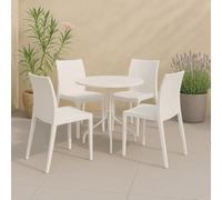 Dmora - Set di 4 sedie da Esterno Palizzolo, Sedia Outdoor salvaspazio, Impilabile, Perfetta per Giardini e verande, Made in Italy, 42x48 h81 cm, Bianco